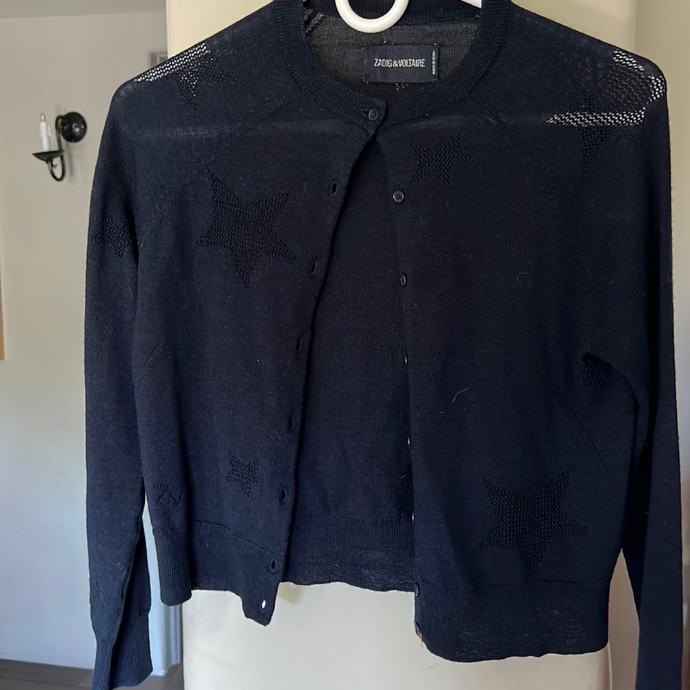 100% wool cardigan with star pattern